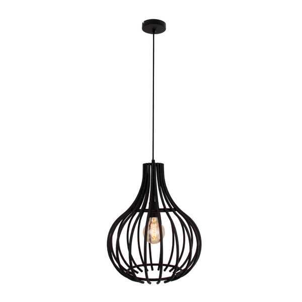 Schlichte Pendelleuchte Cipolle in elegantem Schwarz. Ideal für moderne Interieurs, die stilvolles Ambiente schaffen.