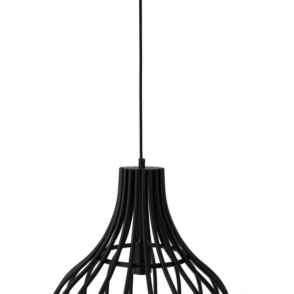 Detailaufnahme der Cipolle Pendelleuchte in Schwarz. Ihr modernes Design bringt Eleganz und Stil in jeden Raum.