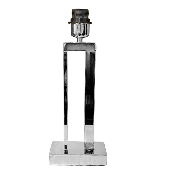 Moderner Lampenfuß in glänzendem Chrom mit einer Höhe von 33,5 cm. Er ergänzt jede Leuchte stilvoll und elegant.