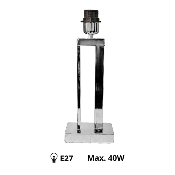 Der moderne Lampenfuß in Chrom überzeugt durch seine elegante Form. Ideal für stilvolle Tisch- oder Stehlampen.