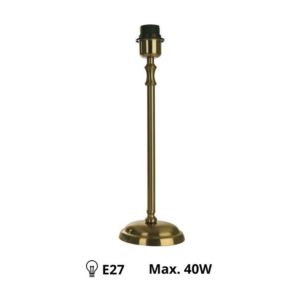 Detailaufnahme des Lampenfußes in edlem Messing mit eleganter Form. Perfekt für individuell gestaltete Leuchten.