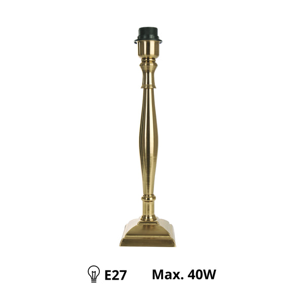 Detailaufnahme des eleganten Lampenfußes in Messing. Dieser 39,5 cm hohe Fuß bringt einen Hauch von Glamour in jeden Raum.
