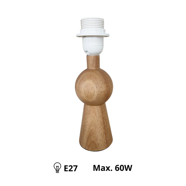 Detailansicht des eleganten Lampenfußes in natürlichem Holz. Ideal für individuelle Lampen und gemütliche Wohnräume.