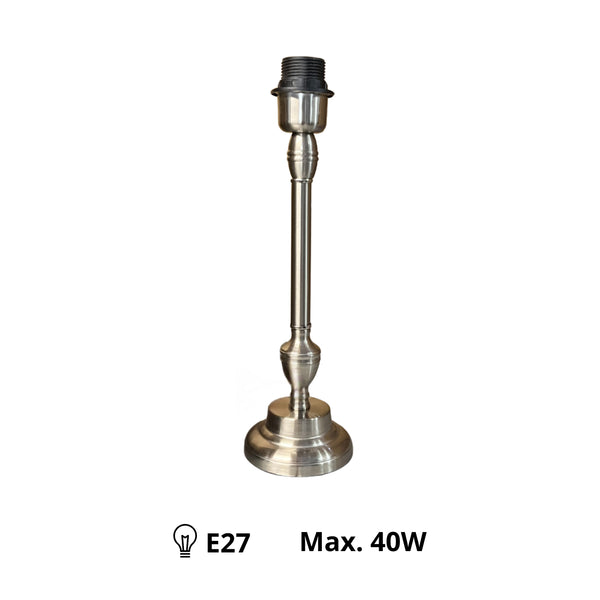 Eleganter Lampenfuß in Nickel mit einer Höhe von 33,5 cm. Ideal für individuelle Leuchtenkreationen und moderne Wohnräume.