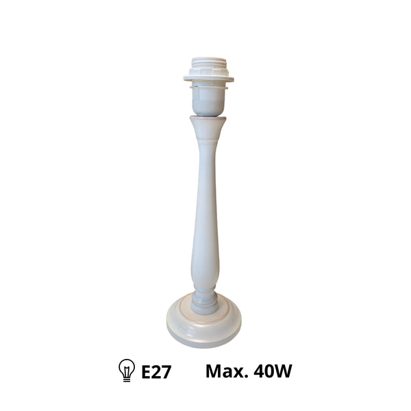 Detailfoto des weißen Lampenfußes von Various mit zeitlosem Design. Ideal für individuelle Lampenkreationen in jedem Raum.