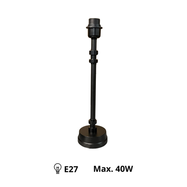 Schwarzer Lampenfuß in modernem Design mit 42 cm Höhe. Er bietet die perfekte Basis für individuelle Lichtlösungen.