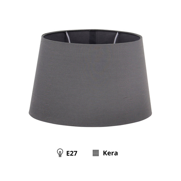 Detailaufnahme des ovalen Lampenschirms in Anthrazit. Zeitloses Design, ideal für stimmungsvolles Licht in jedem Raum.