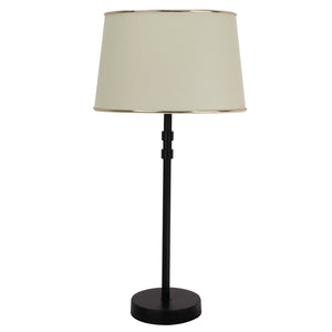 Eleganter ovaler Lampenschirm in Creme mit goldenen Akzenten. Verleiht jedem Raum eine warme, einladende Atmosphäre.