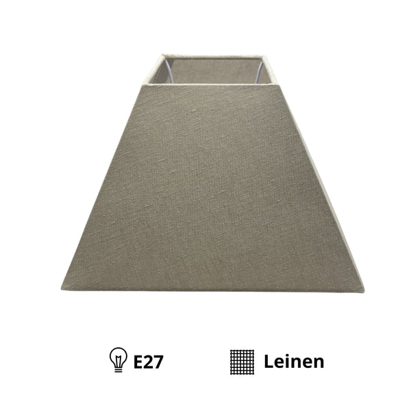 Detailaufnahme des grauen Lampenschirms Quadrato. Modernes Design, ideal für eine stilvolle Beleuchtung im Raum.