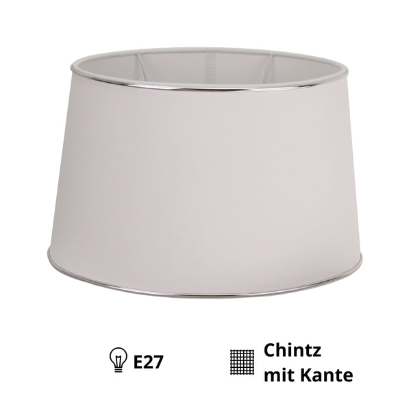 Eleganter ovaler Lampenschirm in Silber und Weiß. Perfekt für stimmungsvolle Akzente in deinem Wohnraum.