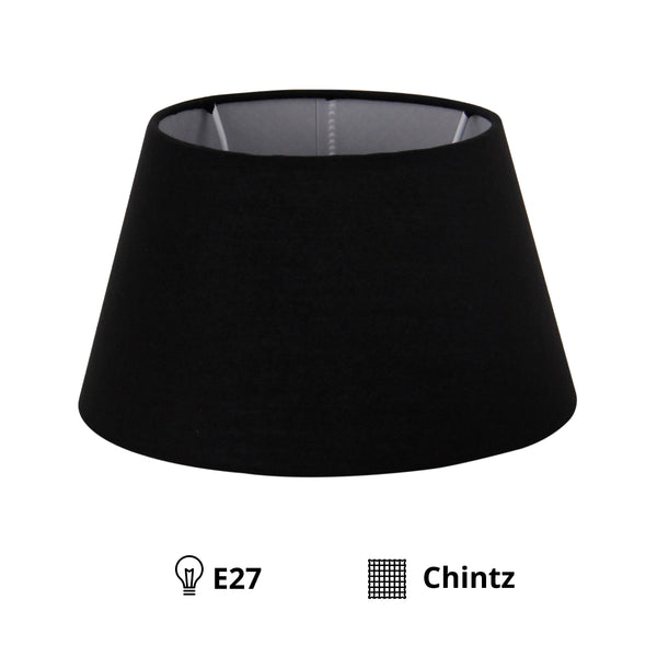 Detailansicht des modernen schwarz Lampenschirms mit Ø20 cm. Perfekt für eine stilvolle Beleuchtung in jedem Raum.