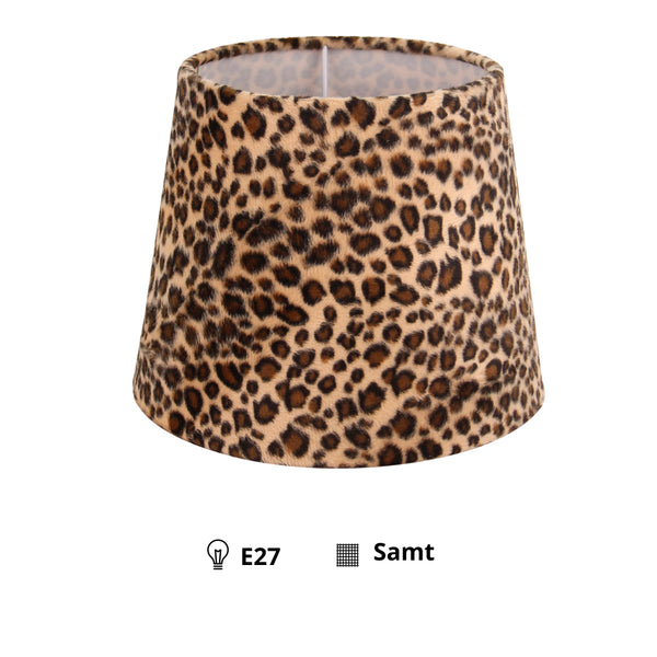 Detailaufnahme des modernen Lampenschirms Leo in hellbraun und schwarz. Perfekt für ein stilvolles Ambiente in jedem Raum.