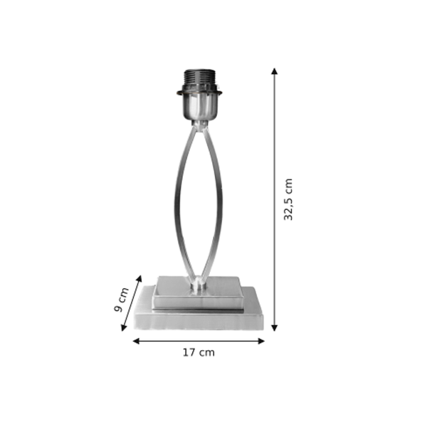 Maßzeichnung mit allen Abmessungen in Zentimetern: Various Lampenfuß - Chrom - 32.5 cm - Metall - E27