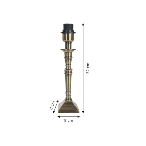 Maßzeichnung mit allen Abmessungen in Zentimetern: Various Lampenfuß - Messing - 32 cm - Metall - E27