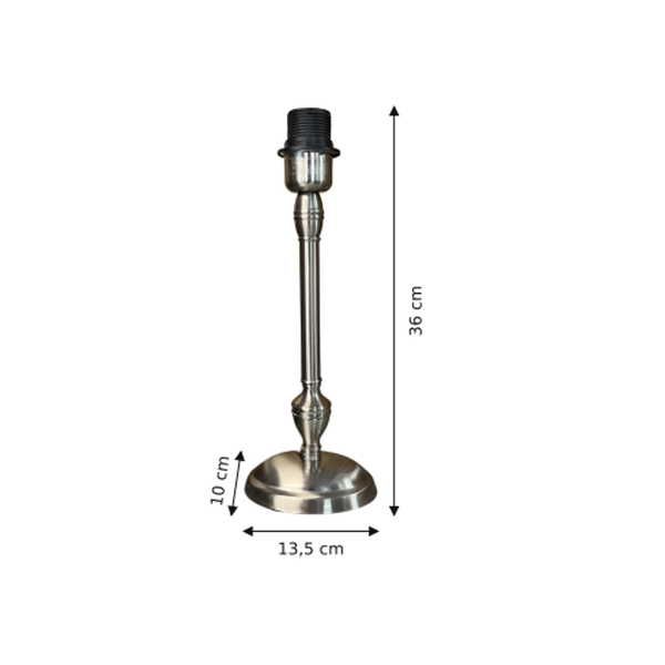 Maßzeichnung mit allen Abmessungen in Zentimetern: Various Lampenfuß - Nickel - 36 cm - Metall - E27
