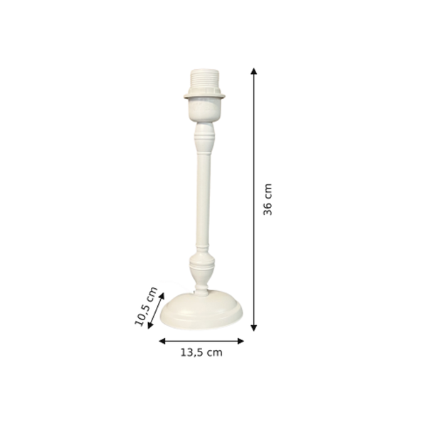 Maßzeichnung mit allen Abmessungen in Zentimetern: Various Lampenfuß - Weiß - 36 cm - Metall - E27