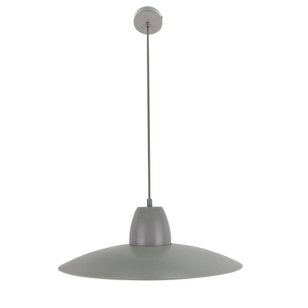 Detailaufnahme der grauen Pendelleuchte Roma mit industriellem Flair. Sie bringt modernes Design in jeden Raum.