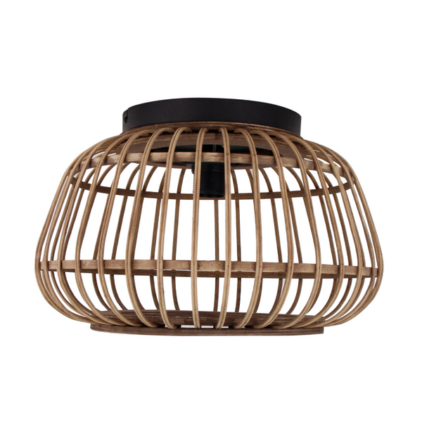 Detailansicht der braunen Nature Trapeze Deckenleuchte. Ihr rustikales Design bringt natürliche Wärme in Ihren Raum.