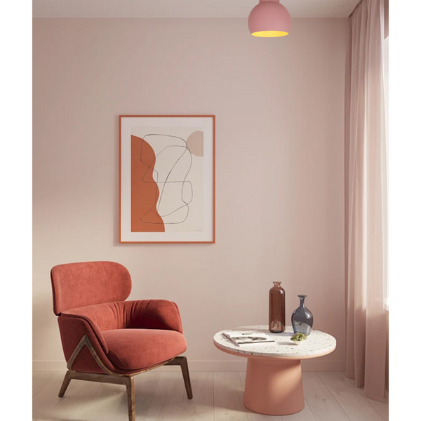 Die rosa Deckenleuchte Sfera schafft eine moderne Atmosphäre in jedem Raum.