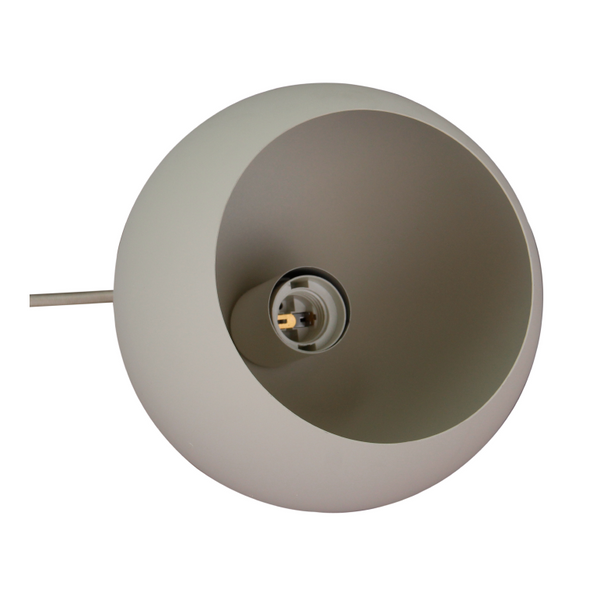 Detailaufnahme der modernen Tischleuchte Sfera in elegantem Grau.