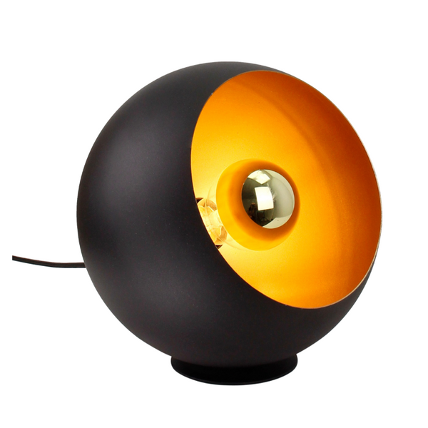 Moderne Tischleuchte Sfera in elegantem Schwarz. Ideal für stimmungsvolle Akzente auf dem Tisch oder der Kommode.