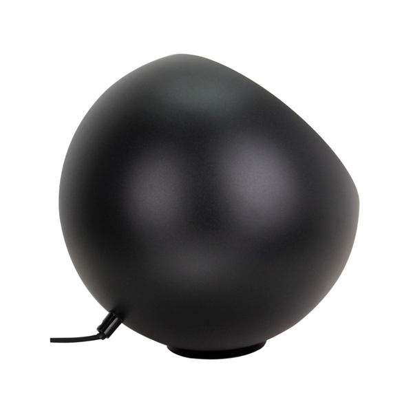 Detailaufnahme der eleganten Tischleuchte Sfera in Schwarz und Gold.