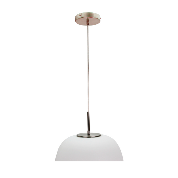 Detailaufnahme der Opalino Pendelleuchte in Weiß. Ihr elegantes Design bringt zeitlose Leichtigkeit in jeden Wohnraum.