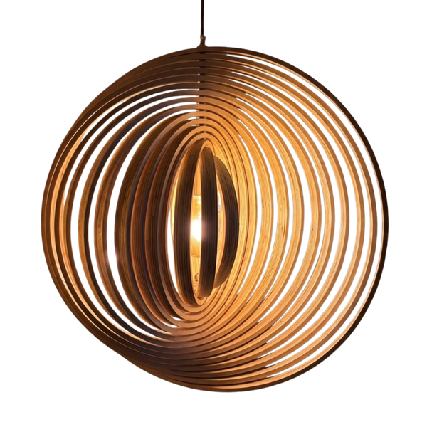 Detailaufnahme der cremefarbenen Ring Pendelleuchte. Modernes Design, ideal für stimmungsvolle Akzente im Wohnbereich.