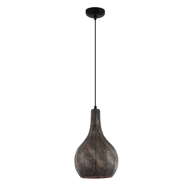 Detailansicht der klassischen Pendelleuchte Rolo in Schwarz. Ideal für stilvolle Akzente über Esstischen oder in Wohnräumen.