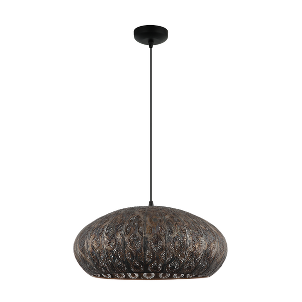 Detailaufnahme der schwarzen Pendelleuchte Rolo mit 52 cm Durchmesser.