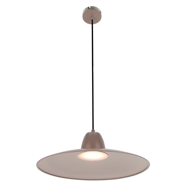Die taupefarbene Pendelleuchte Roma vereint industriellen Charme mit modernem Design. Ideal für gemütliche Essbereiche.