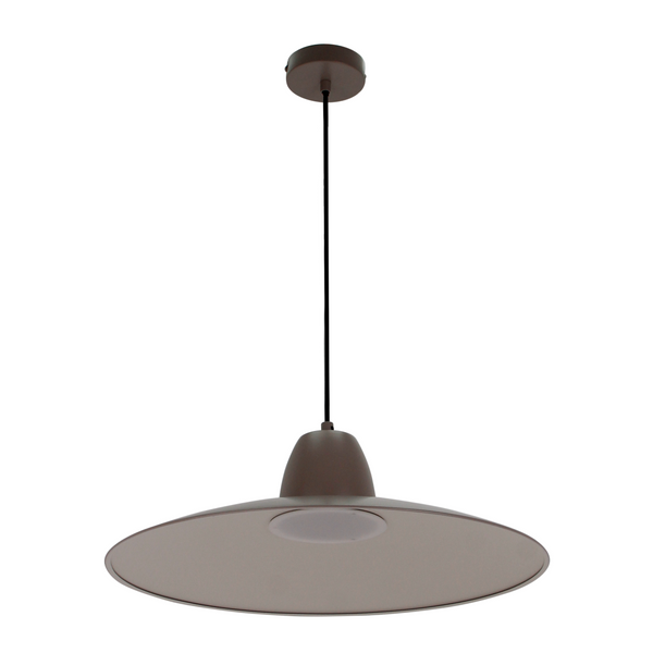 Detailaufnahme der taupefarbenen Roma Pendelleuchte im Industrie-Stil. Setzt moderne Akzente und sorgt für warmes Licht.