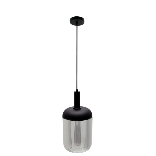 Detailaufnahme der modernen Pendelleuchte Specchio opaco in Schwarz.