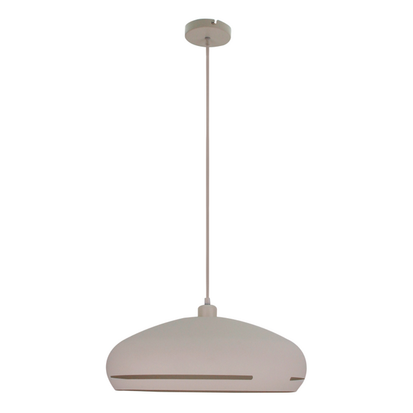 Detailaufnahme der cremefarbenen Pendelleuchte Streifen. Ihr modernes Design bringt zeitlose Eleganz in jeden Raum.