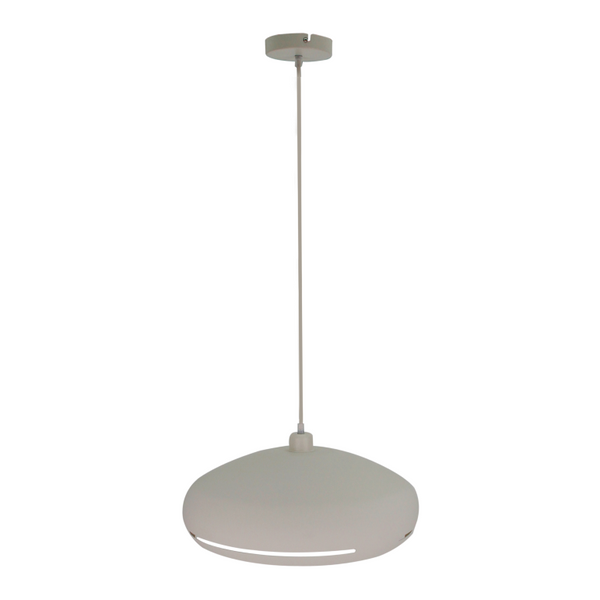 Detailansicht der cremefarbenen Pendelleuchte Streifen mit modernem Design.