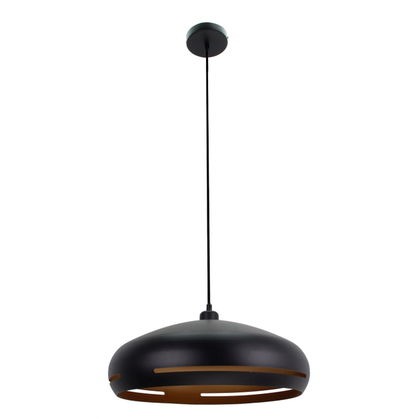 Detailansicht der modernen Pendelleuchte Streifen in elegantem Schwarz. Perfekt für stilvolle Akzente in jedem Raum.