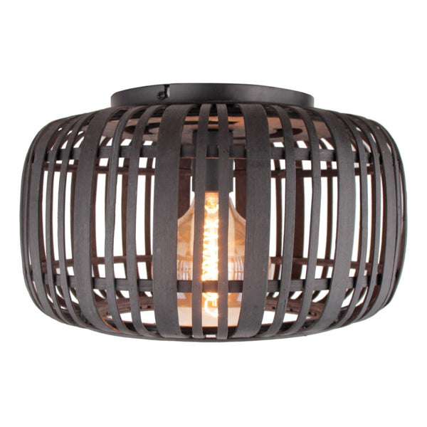 Moderne schwarze Rattan-Deckenleuchte für ein harmonisches Ambiente. Sie verleiht jedem Raum eine warme Atmosphäre.