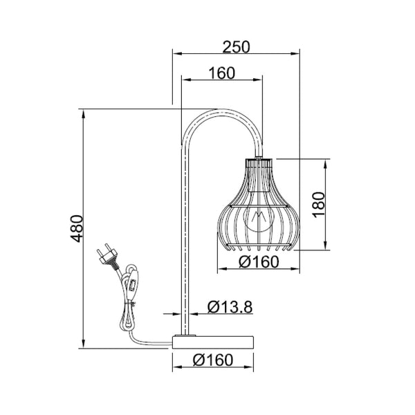 Detailaufnahme der schwarzen Goccia Tischleuchte. Ihr industrielles Design bringt einen modernen Akzent in jeden Raum.