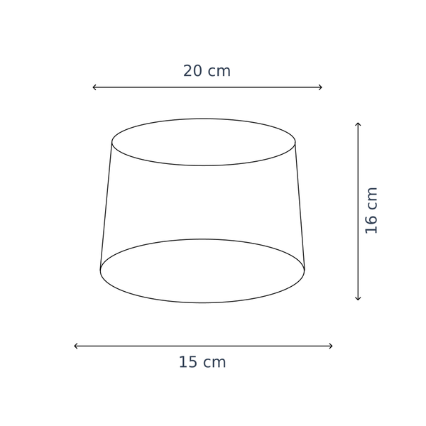 Maßzeichnung mit allen Abmessungen in Zentimetern: Various Lampenschirm Rund Drum - Beige - Baumwolle - Ø15 cm - Baumwolle