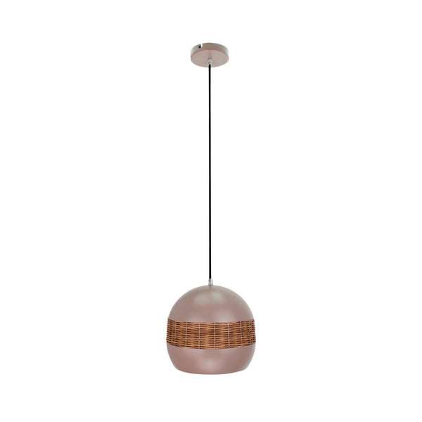 Die taupefarbene Pendelleuchte Caserta aus Rattan bringt ländlichen Charme in jeden Raum. Ein Blickfang über dem Esstisch.