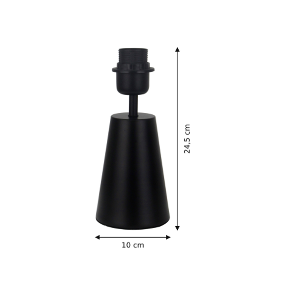 Maßzeichnung mit allen Abmessungen in Zentimetern: Various Lampenfuß Faro - Schwarz - 24.5 cm - Metall - E27