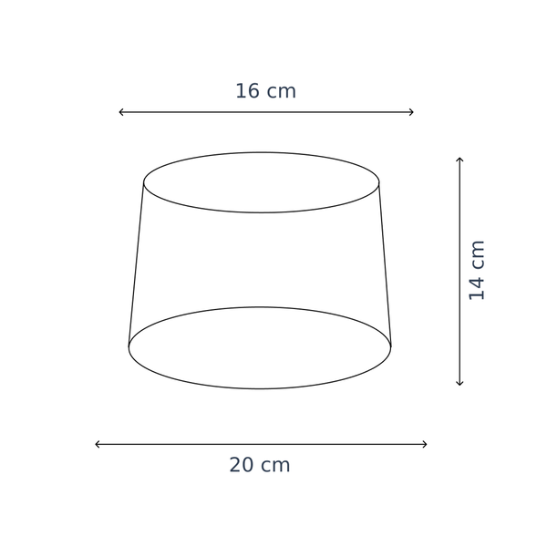 Maßzeichnung mit allen Abmessungen in Zentimetern: Various Lampenschirm Rund Drum - Beige - Jute - Ø20 cm - Jute