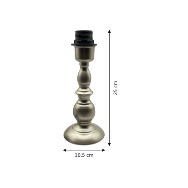 Maßzeichnung mit allen Abmessungen in Zentimetern: Various Lampenfuß - Nickel - 25 cm - Metall - E27