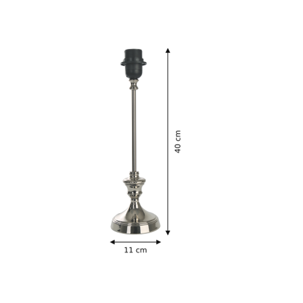 Maßzeichnung mit allen Abmessungen in Zentimetern: Various Lampenfuß - Nickel - 40 cm - Metall - E27