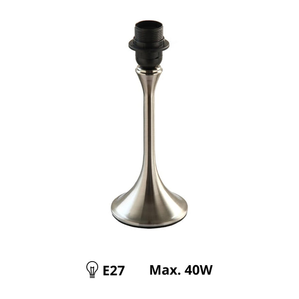 Detailaufnahme des Lampenfußes in Nickel mit einer Höhe von 25 cm. Verleiht Ihrer Lampe eleganten Glanz und Stabilität.