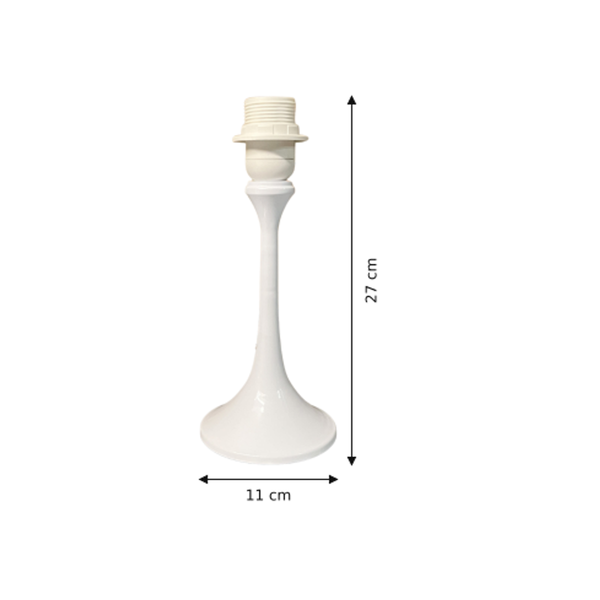 Maßzeichnung mit allen Abmessungen in Zentimetern: Various Lampenfuß - Weiß - 27 cm - Metall - E27