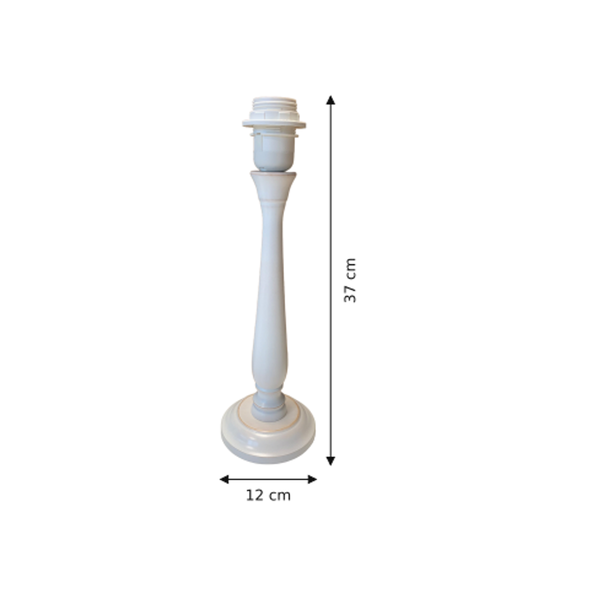 Maßzeichnung mit allen Abmessungen in Zentimetern: Various Lampenfuß - Creme, Weiß - 37 cm - Holz - E27