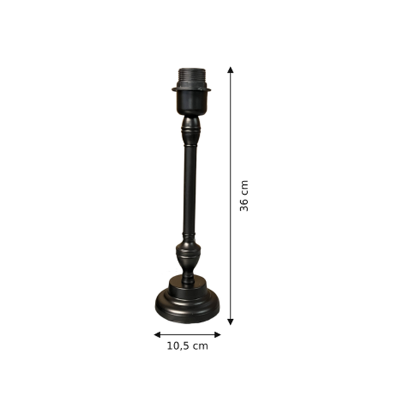 Maßzeichnung mit allen Abmessungen in Zentimetern: Various Lampenfuß - Schwarz - 36 cm - Metall - E27