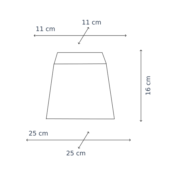 Maßzeichnung mit allen Abmessungen in Zentimetern: Various Lampenschirm Quadratisch Quadrato - Grau - 25 cm - Leinen