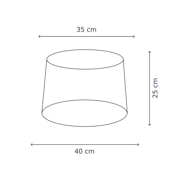Maßzeichnung mit allen Abmessungen in Zentimetern: Various Lampenschirm Rund Drum - Grau - Ø40 cm - Leinen
